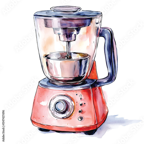 Red blender watercolor illustration kitchen appliance vector design on transparent background png