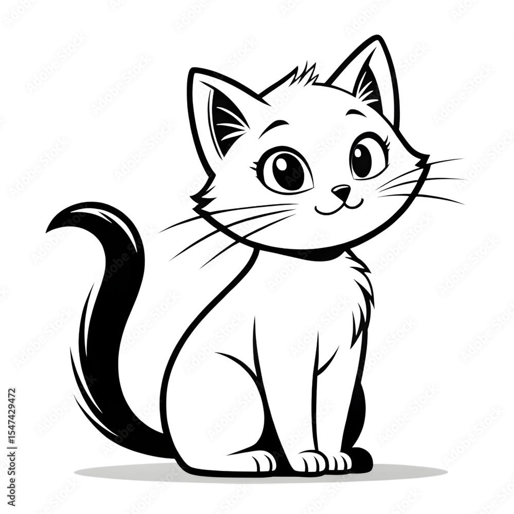 Fototapeta premium a cute silhouette cat vector, minimal, cute cat icon.