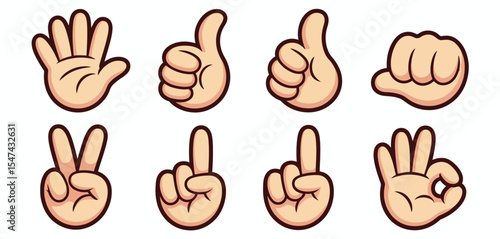Cartoon Hand Gestures Set for Animation and Design