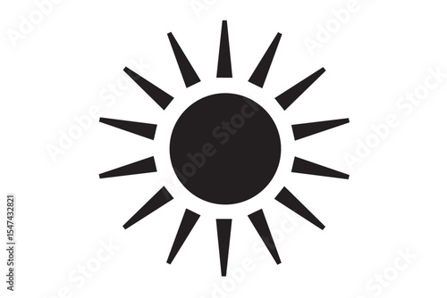 シンプルで使いやすい白黒の太陽のアイコン