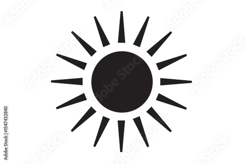 シンプルで使いやすい白黒の太陽のアイコン