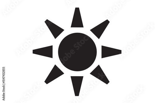 シンプルで使いやすい白黒の太陽のアイコン