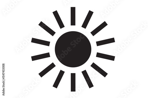 シンプルで使いやすい白黒の太陽のアイコン