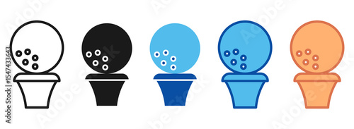 Golf Ball Icon Set Multiple Style Collection