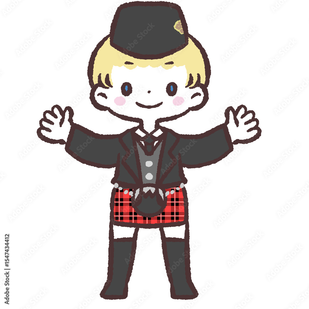 Obraz premium イギリスの民族衣装を着た子供のイラスト