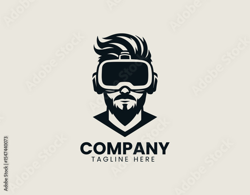 VR gamer man illustrated holding controllers inside dynamic circle conveying immersive virtual reality experience