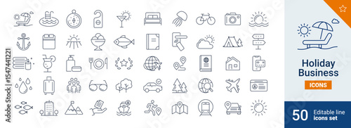Holiday icons Pixel perfect. sun, transport, rate, ...	
