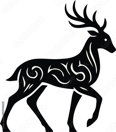 Wallpaper Mural Tribal Deer silhouette vector. Stylized wild animal design. Torontodigital.ca