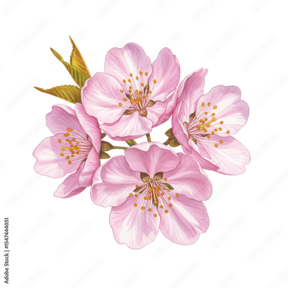 Fototapeta premium Watercolor cherry blossom flowers isolated on transparent background