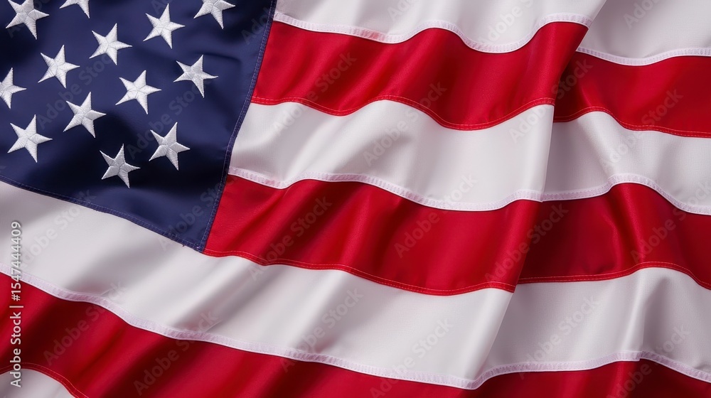 Obraz premium American flag. A vibrant symbol of national unity the star spangled banner represents a nation s heritage and ideals a powerful emblem woven with red white and blue stripes showcasing