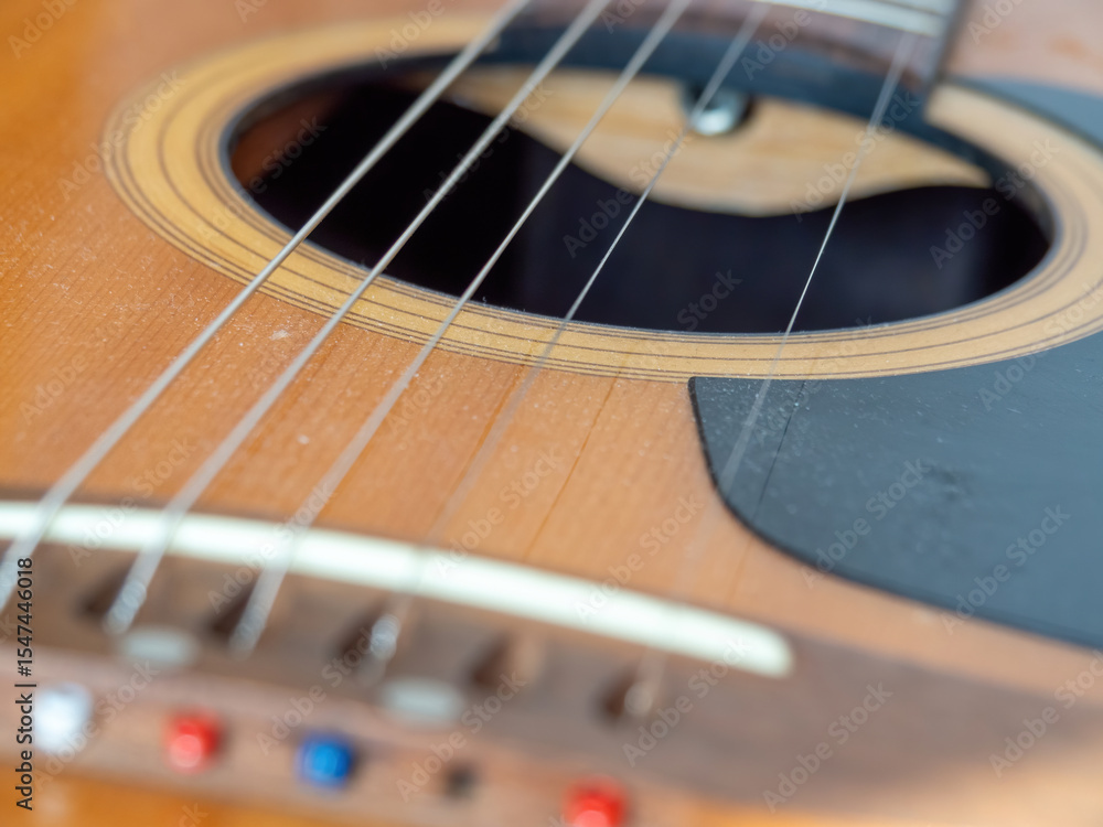 Fototapeta premium closeup of an acoustic guitar with details