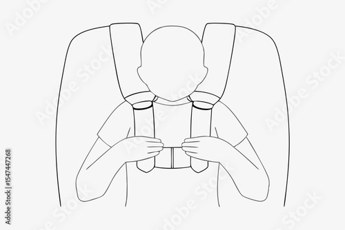 Child safety harness, instruction manual illustration, simple line art, for parents