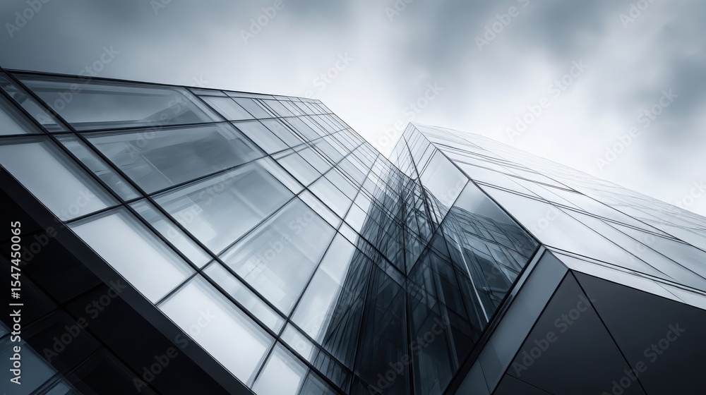 Obraz premium A modern glass building, featuring architectural details, geometric shapes, and a minimalist background.