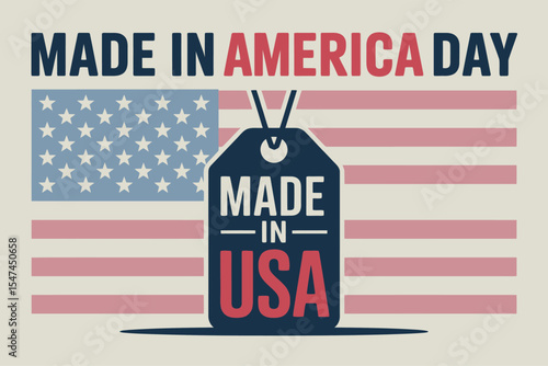 Made in America Day USA Flag Label Design Vector Art