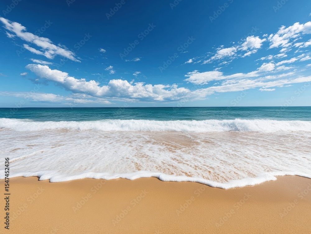 Obraz premium Ocean waves breaking on a sandy beach during daytime