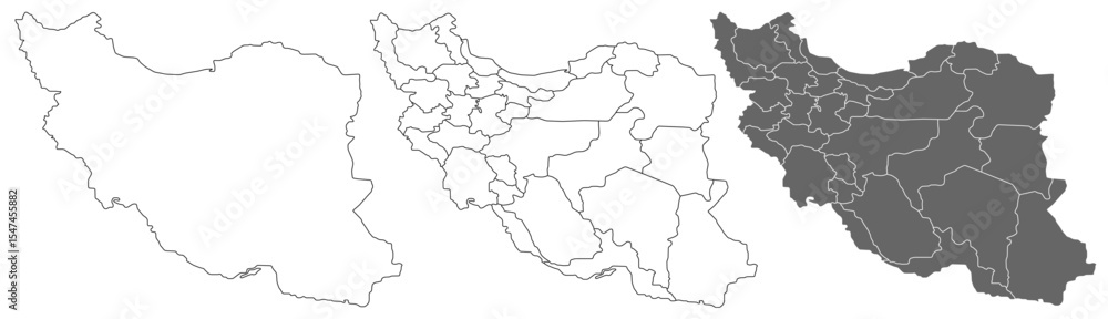 Iran map – vector illustration of provinces and political borders Iran map – vector illustration of provinces and political borders