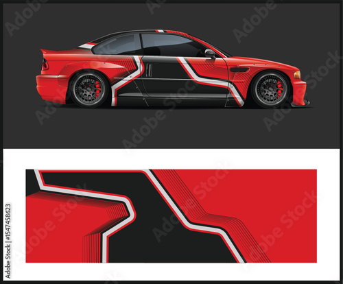 Red and Black Racing Car Wrap Design Template