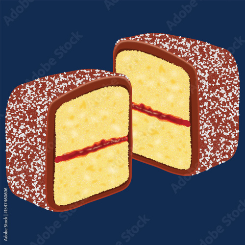 Lamington Isolated Vector Illustraton