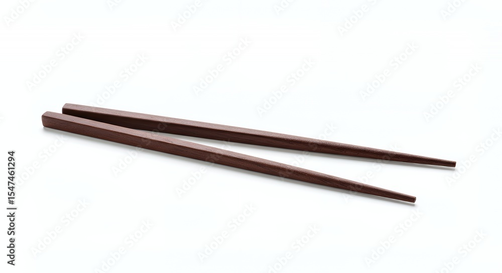Elegant Dark Brown Wooden Chopsticks on White Background Elegant Dark Brown Wooden Chopsticks on White Background