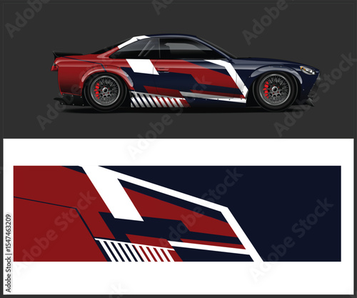 Custom Race Car Design with Red White and Blue Abstract Livery