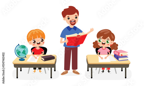 Classroom Scene With Cartoon Characters