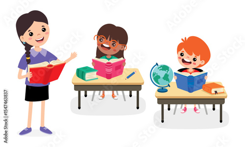 Classroom Scene With Cartoon Characters