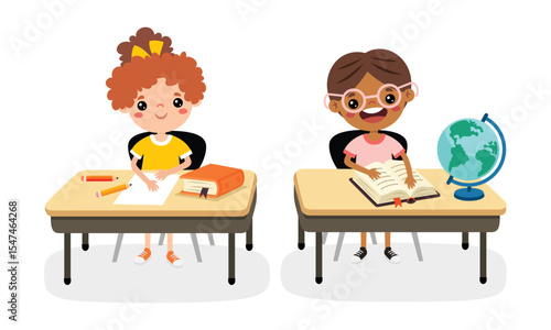Classroom Scene With Cartoon Characters