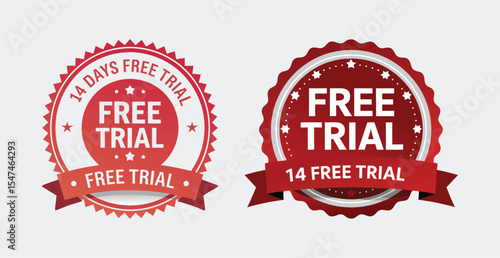 14 Days Free Trial Red Badge Ribbon Seal 