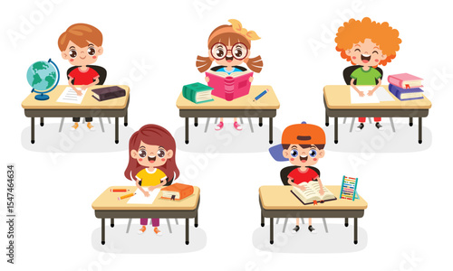 Classroom Scene With Cartoon Characters