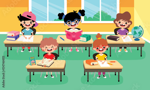 Classroom Scene With Cartoon Characters