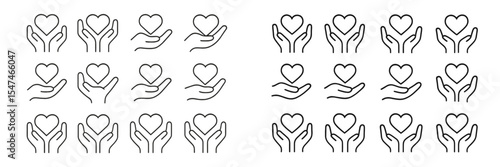 Hand-drawn illustrations of hearts and hands conveying care and compassion in a simple, artistic style