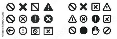 Collection of various warning and prohibition symbols displayed in a grid format on a plain background