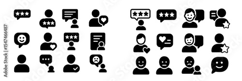 Various feedback and interaction icons representing emotions and communication in a digital context