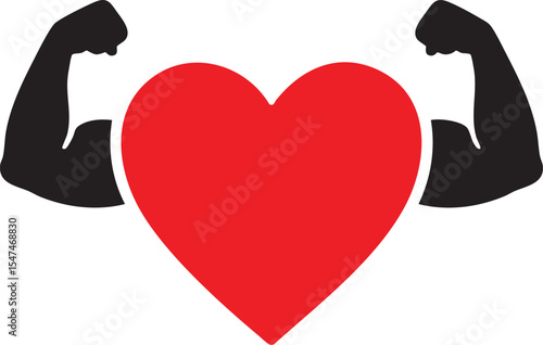 Strong Heart with Biceps Icon

