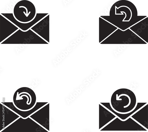 Four Black and White Email Return Icons