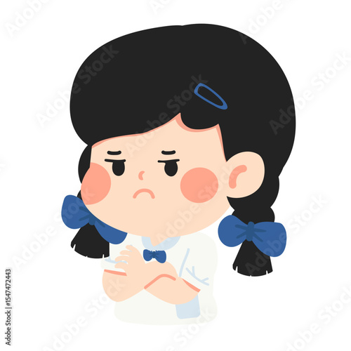 Illustration of Unhappy Girl with Arms Crossed