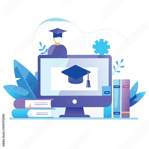 Online education concept design for UI designer and website banner