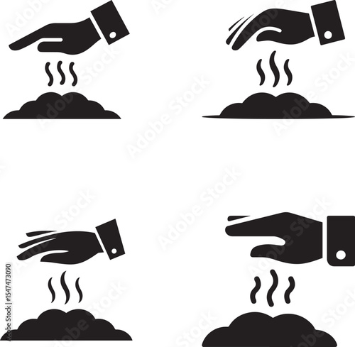 Four Hand Gestures Showing Dispersion of Dusty Material