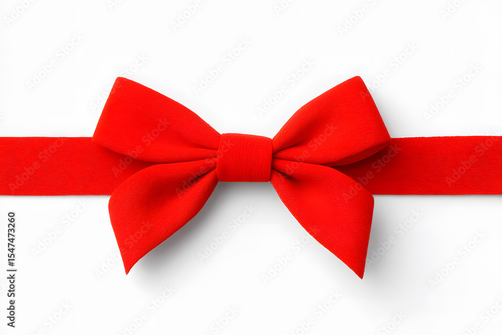 Fototapeta premium Silky red bow on white background