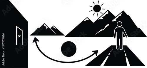 Illustration of a Person Against Drug Abuse and Illicit Trafficking in a Mountainous Landscape Environment