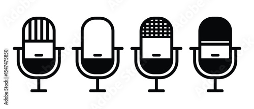 Microphone Icons set. variant microphone icon. Karaoke mic. Podcast microphone. web and mobile icons. 