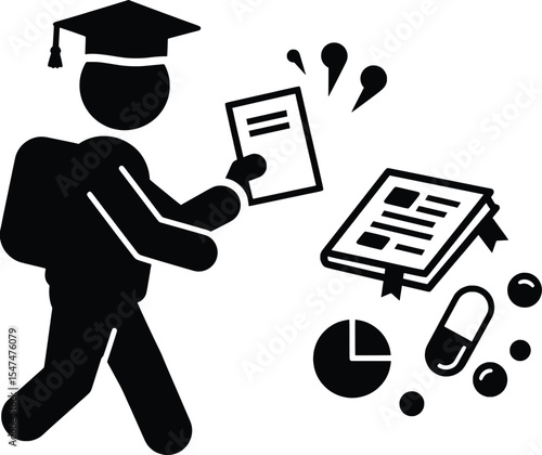 Student's Journey in Illicit Trafficking Awareness, Vector Illustration in Educational Environment
