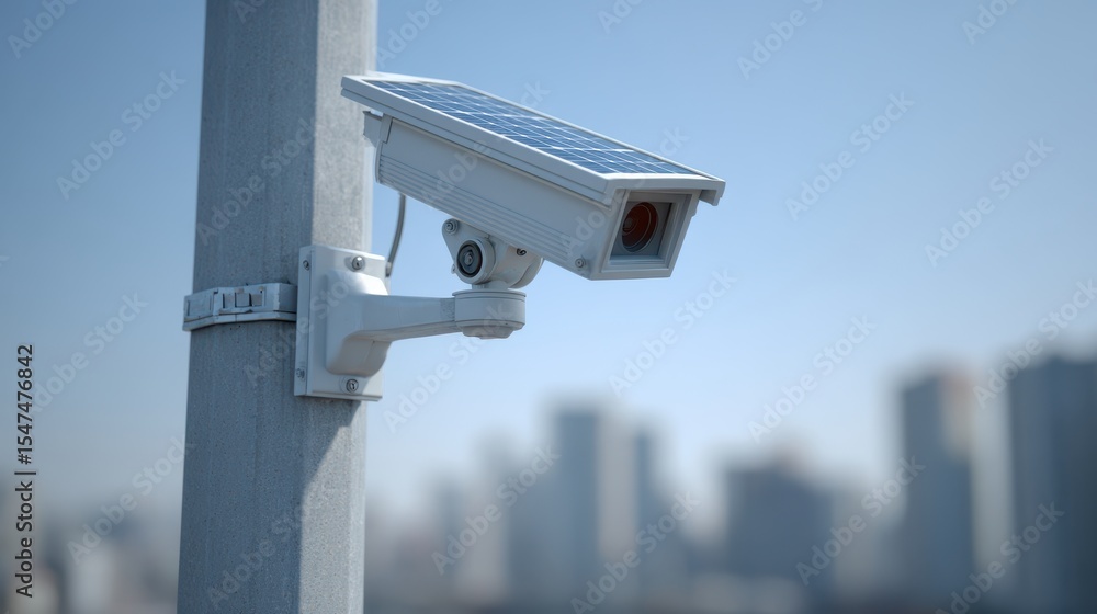 Stunning photo of eco-friendly security solution with solar-powered CCTV cameras for sustainable surveillance in remote areas or urban settings. Stunning photo of eco-friendly security solution with solar-powered CCTV cameras for sustainable surveillance in remote areas or urban settings.