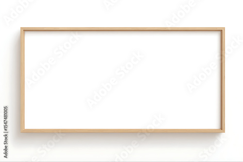 minimal 16:9 light wood frame on white background, elegant style
