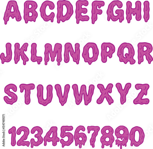 Snot Slime Gooey typography font lettering ABC cartoon vector text