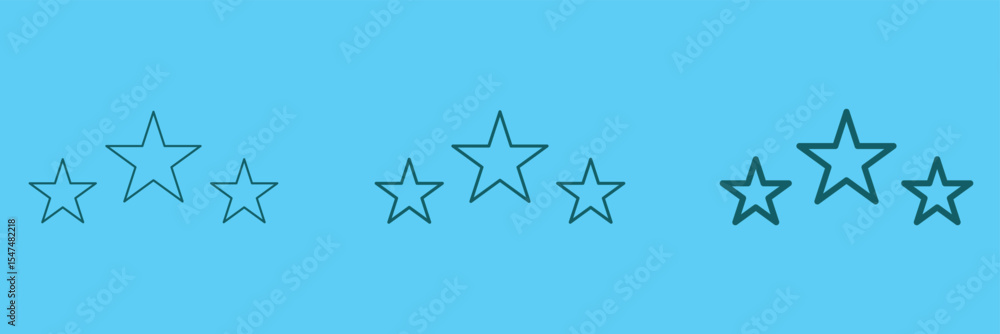 Naklejka premium 3 stars vector icon. Three stars arc vector. three stars rating. rate stars - best, top black concept abstract vector illustration. Tree star different editable stroke sizes.