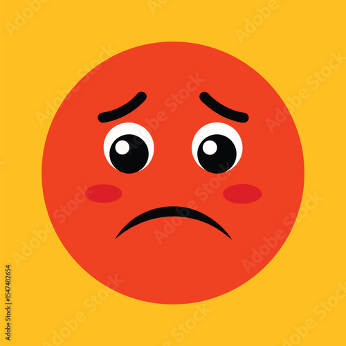 Sad Emoticon with Frown and Droopy Eyes