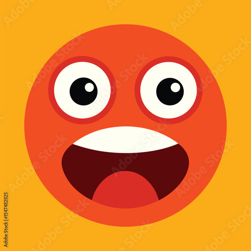 Scared Emoticon with Wide Eyes and Mouth