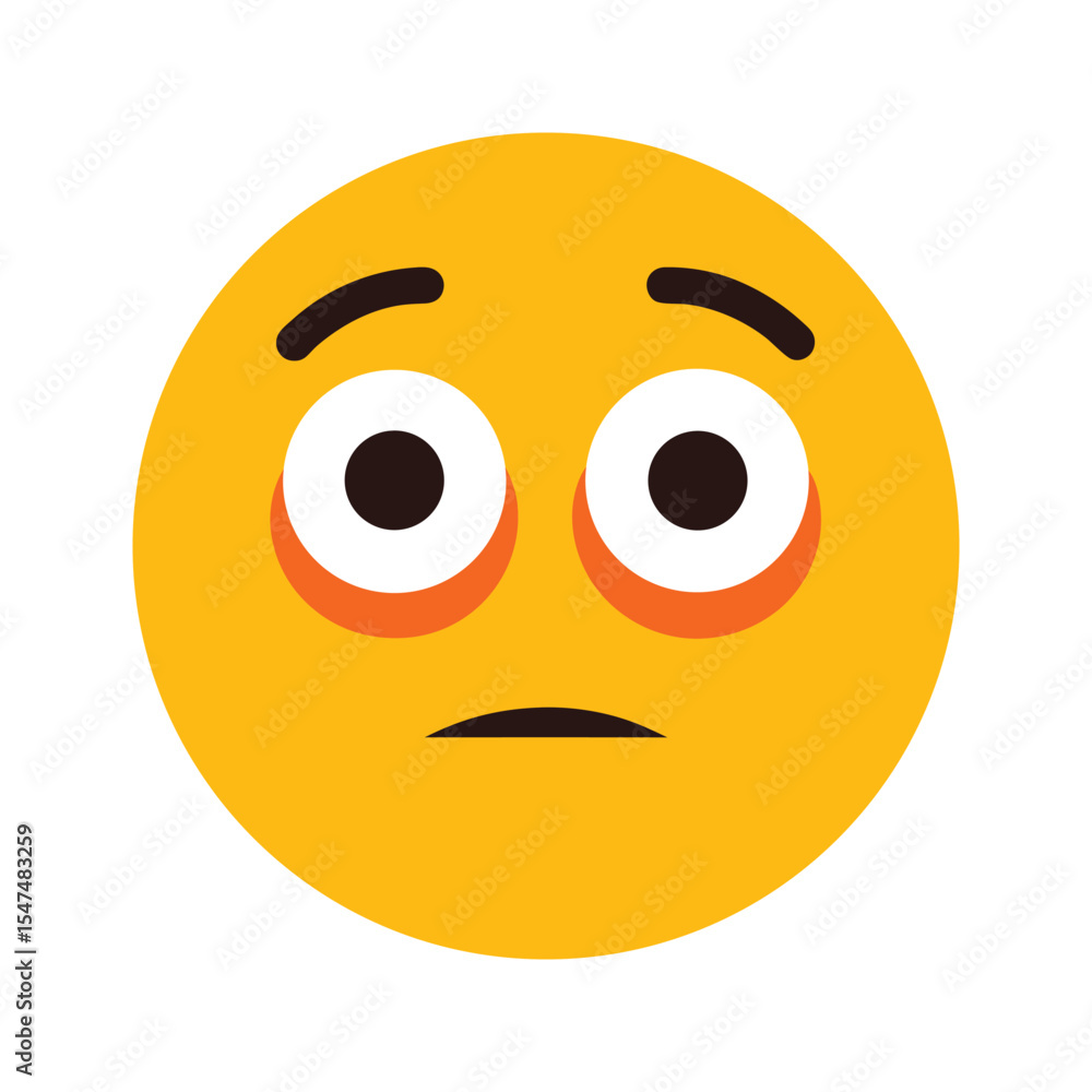 Fototapeta premium Tired Emoticon with Droopy Eyes Expression