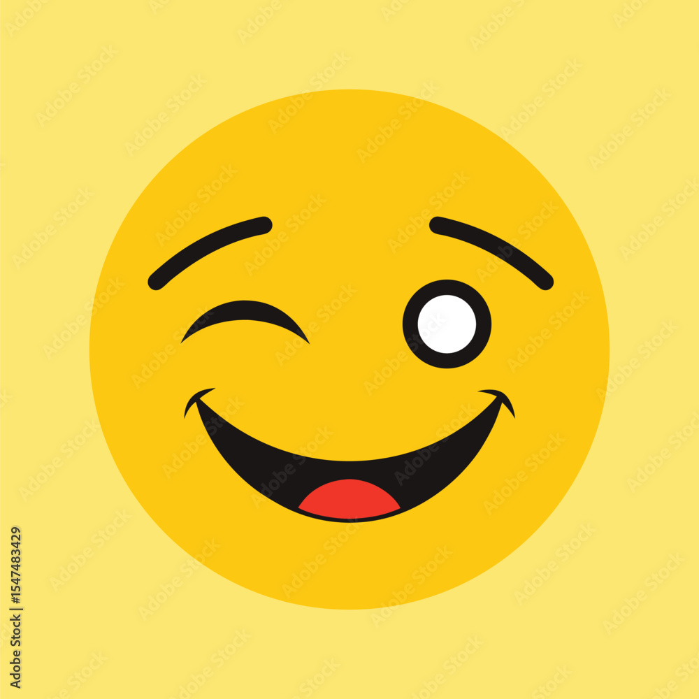 Fototapeta premium Winking Emoticon with One Eye Closed Look